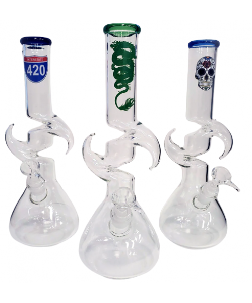 Water Pipe - 12" Clear Zong Assorted