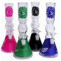 Water Pipe - 12" Sandblast w/Colored Beaker