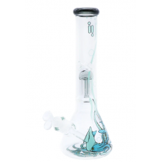 Water Pipe - 14" 7 mm Blue Squid with Percolator