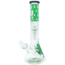 Water Pipe - 14" 7 mm Green Frog with Percolator