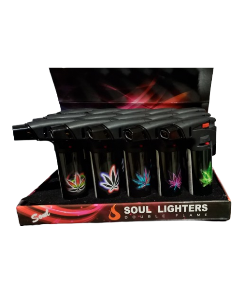 Soul Double Torch Lighter (15/Display) - MARIJUANA 3