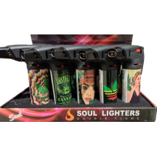 Soul Double Torch Lighter (15/Display) - MARIJUANA