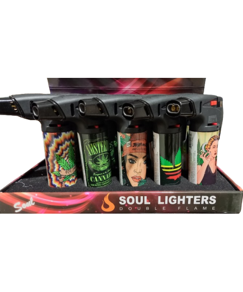 Soul Double Torch Lighter (15/Display) - MARIJUANA